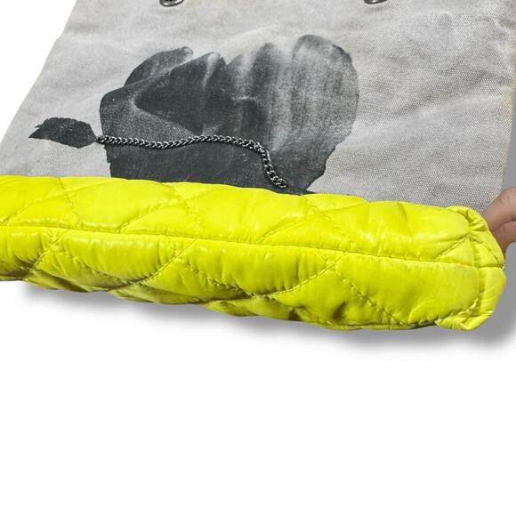 Princess Vera Wang Tote Bag Quilted Yellow Gray Heart Graphic Y2K Style - Picture 6 of 11